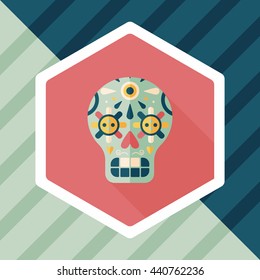 decoration skull flat icon with long shadow,eps10