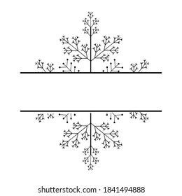 Decoration snowflake frame, monogram for text, cutout, line isolated on white background. Christmas holidays, winter symbol, greeting. 