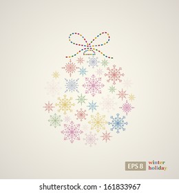 Decoration snowflakes event ball. Vector illustration. 