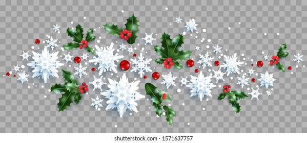 Decoration with snowflakes and holly