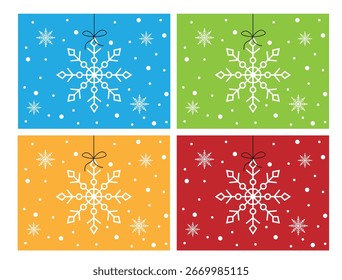 Decoration with Snowflakes Winter Mood Background Different Colors. International seasonal holiday celebration and snowfall vector art
