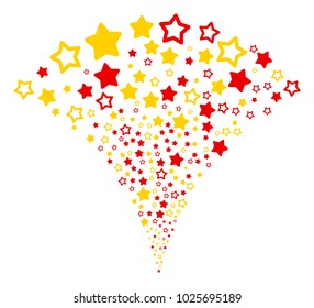 Decoration Stars exploding fountain. Vector illustration style is flat iconic symbols. Object fountain made from random pictograms as decoration stars fireworks.