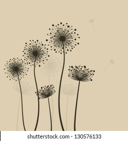 Decoration with  stylized dandelions. Vector