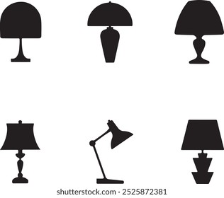 Decoration table lamp silhouette vector art illustration on a white background