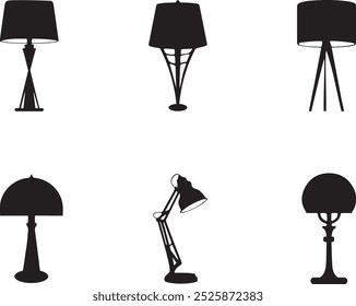 Decoration table lamp silhouette vector art illustration on a white background