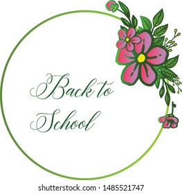 Decoration template of card back to school, with art of leaf flower frame. Vector