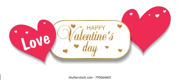 Decoration for Valentine's day. Two hearts and place for text. Vector illustration.
