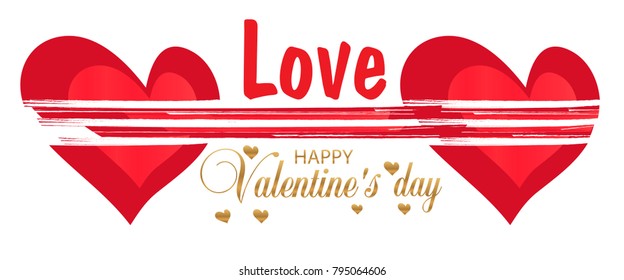 Decoration for Valentine's day. Two hearts connected. Vector illustration.