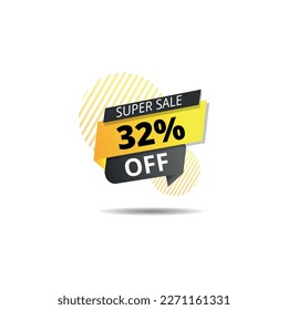 Decoration vector discount banner, super offer 32% off, business promotion banner, flyer for sales.