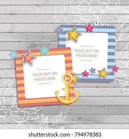 Decoration vector template frames. Photo frames you can use for kids picture or memories. Scrapbook design concept. Insert your picture.