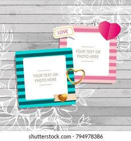 Decoration vector template frames. Photo frames you can use for kids picture or memories. Scrapbook design concept. Insert your picture.