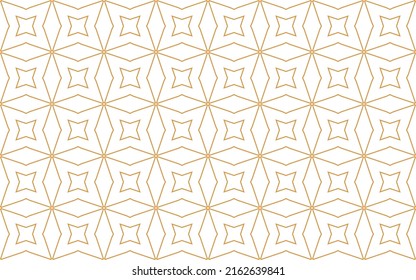 Decoration Wallpaper with Star geometric shapes Arabic pattern with lines. Seamless. White and grid gold texture. Graphic modern pattern. Simple lattice graphic design print 3d vector background. 