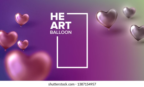 Decoration Of Wedding Celebration Festive Vector. Realistic Bright Red Balloons In Shape Of Heart Romantic Party Decoration Hall Or Park. Colorful Beautiful Amour Postcard 3d Illustration