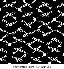 Decoration with white or black waves, broken lines and dots. Pattern for the ceramic tile.      