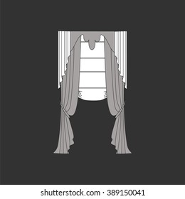decoration window curtains sketch