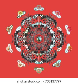 Decoration winter snow icons. Vector christmas abstract colorful background with falling snowflake. Snowflakes Vector illustration.