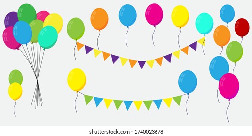 Decorations for a birthday or celebration. Vector image. Stock photo.