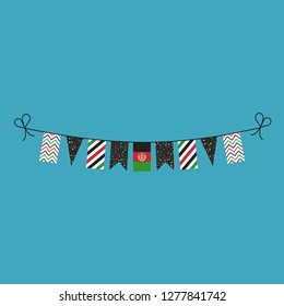 Decorations bunting flags for Afghanistan national day holiday in flat design. Independence day or National day holiday concept.
