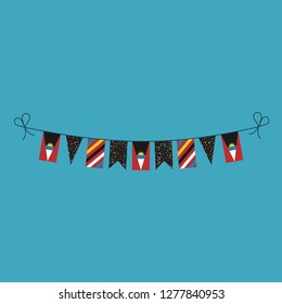 Decorations bunting flags for Antigua and Barbuda national day holiday in flat design. Independence day or National day holiday concept.