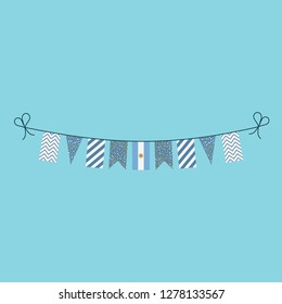 Decorations bunting flags for Argentina national day holiday in flat design. Independence day or National day holiday concept.