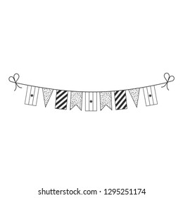 Decorations bunting flags for Argentina national day holiday in black outline flat design. Independence day or National day holiday concept.
