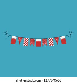 Decorations bunting flags for Bahrain national day holiday in flat design. Independence day or National day holiday concept.