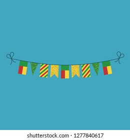Decorations bunting flags for Benin national day holiday in flat design. Independence day or National day holiday concept.