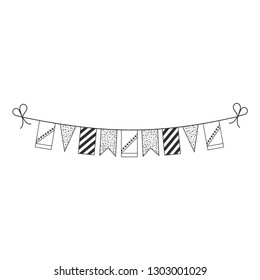 Decorations bunting flags for Bosnia and Herzegovina national day holiday in black outline flat design. Independence day or National day holiday concept.