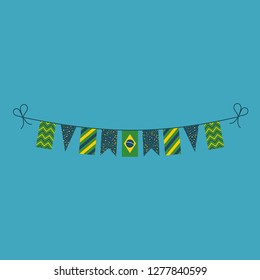 Decorations bunting flags for Brazil national day holiday in flat design. Independence day or National day holiday concept.