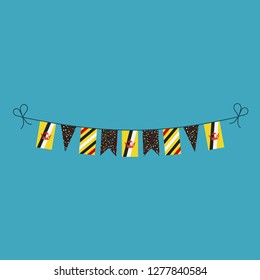 Decorations bunting flags for Brunei national day holiday in flat design. Independence day or National day holiday concept.