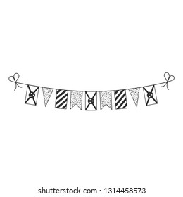 Decorations bunting flags for Burundi national day holiday in black outline flat design. Independence day or National day holiday concept.