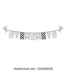 Decorations bunting flags for Central African Republic national day holiday in black outline flat design. Independence day or National day holiday concept.