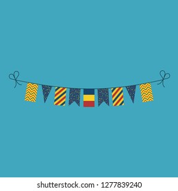 Decorations bunting flags for Chad national day holiday in flat design. Independence day or National day holiday concept.