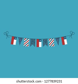Decorations bunting flags for Chile national day holiday in flat design. Independence day or National day holiday concept.
