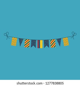 Decorations bunting flags for Colombia national day holiday in flat design. Independence day or National day holiday concept.