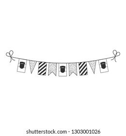 Decorations bunting flags for Croatia national day holiday in black outline flat design. Independence day or National day holiday concept.