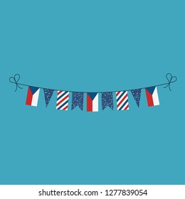 Decorations bunting flags for Czech Republic national day holiday in flat design. Independence day or National day holiday concept.