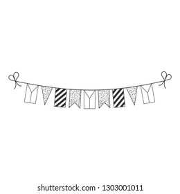 Decorations bunting flags for Czech Republic national day holiday in black outline flat design. Independence day or National day holiday concept.