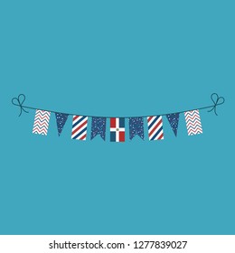 Decorations bunting flags for Dominican Republic national day holiday in flat design. Independence day or National day holiday concept.