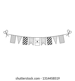 Decorations bunting flags for Egypt national day holiday in black outline flat design. Independence day or National day holiday concept.