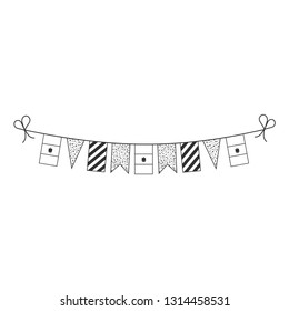 Decorations bunting flags for Egypt national day holiday in black outline flat design. Independence day or National day holiday concept.