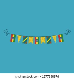 Decorations bunting flags for Ethiopia national day holiday in flat design. Independence day or National day holiday concept.