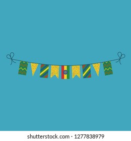 Decorations bunting flags for Ethiopia national day holiday in flat design. Independence day or National day holiday concept.