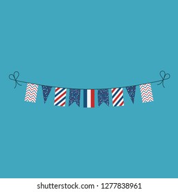 Decorations bunting flags for France national day holiday in flat design. Independence day or National day holiday concept.