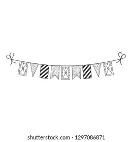 Decorations bunting flags for Grenada national day holiday in black outline flat design. Independence day or National day holiday concept.