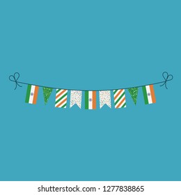 Decorations bunting flags for India national day holiday in flat design. Independence day or National day holiday concept.