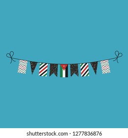 Decorations bunting flags for Jordan national day holiday in flat design. Independence day or National day holiday concept.