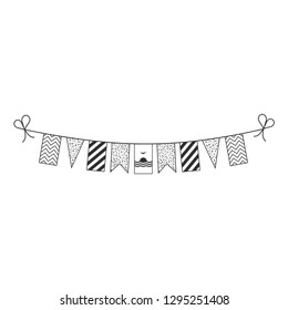Decorations bunting flags for Kiribati national day holiday in black outline flat design. Independence day or National day holiday concept.