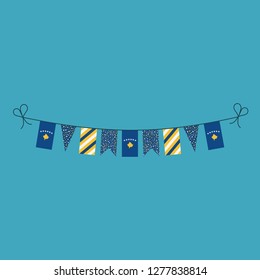 Decorations bunting flags for Kosovo national day holiday in flat design. Independence day or National day holiday concept.
