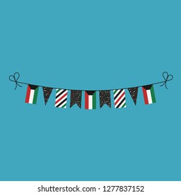Decorations bunting flags for Kuwait national day holiday in flat design. Independence day or National day holiday concept.